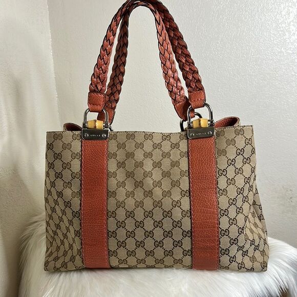 💯Authentic Gucci Tote Handbag with Bamboo 🍀 - Picture 1 of 15